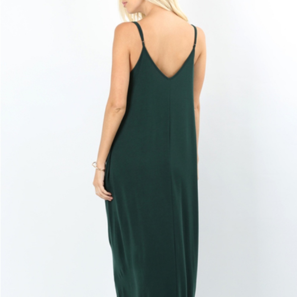 Mocha Pocket V-Neck Tank Maxi Dress - Picture 5 of 9